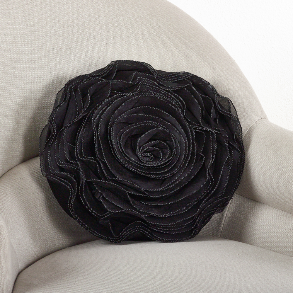 160 - Black Rose Chiffon 16" Decorative Throw Pillow