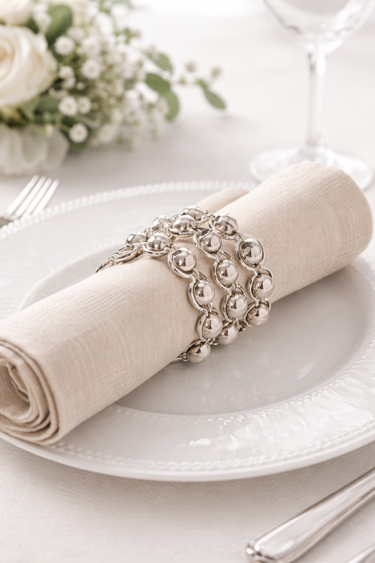 Silver 3-Link Design Napkin Ring