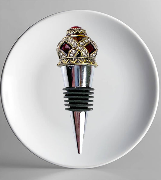 Jeweled Bronze Crown Stainless Steel Wine Stopper