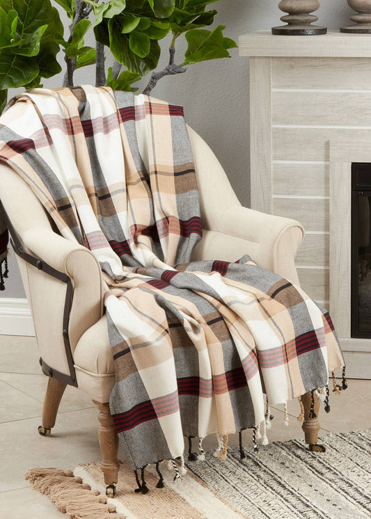 TH235 - Plaid Pure Cotton 50x60 Inch Throw Blanket