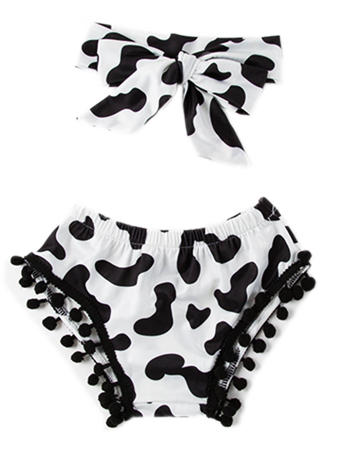 Cowgirl Pom Pom Trim Bloomers & Headband 2pcs Baby Set