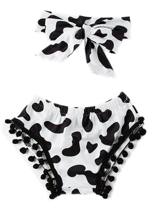 Cowgirl Pom Pom Trim Bloomers & Headband 2pcs Baby Set
