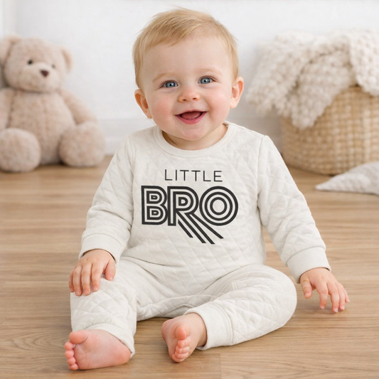White-Black Little Bro Cotton Baby Romper