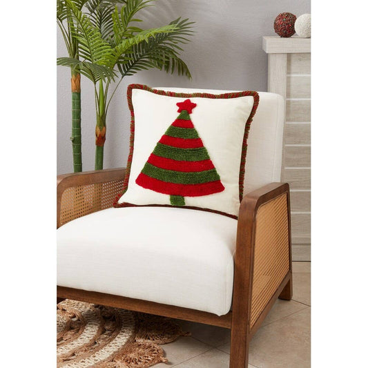 2292 - Festive Christmas Tree Cotton 18" Throw Pillow