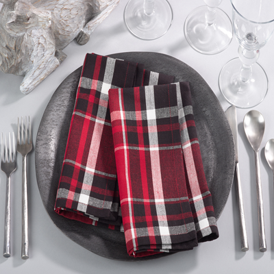 8052 - Classic Red Plaid Cotton 20" Dinner Napkin