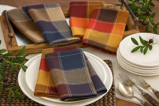 8571 - Stitched Plaid Cotton Blend 20" Dinner Napkin