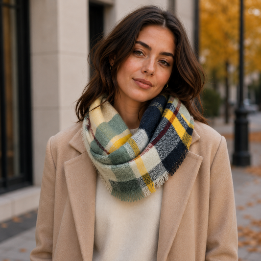 Plaid Soft Woven Infinity Scarf