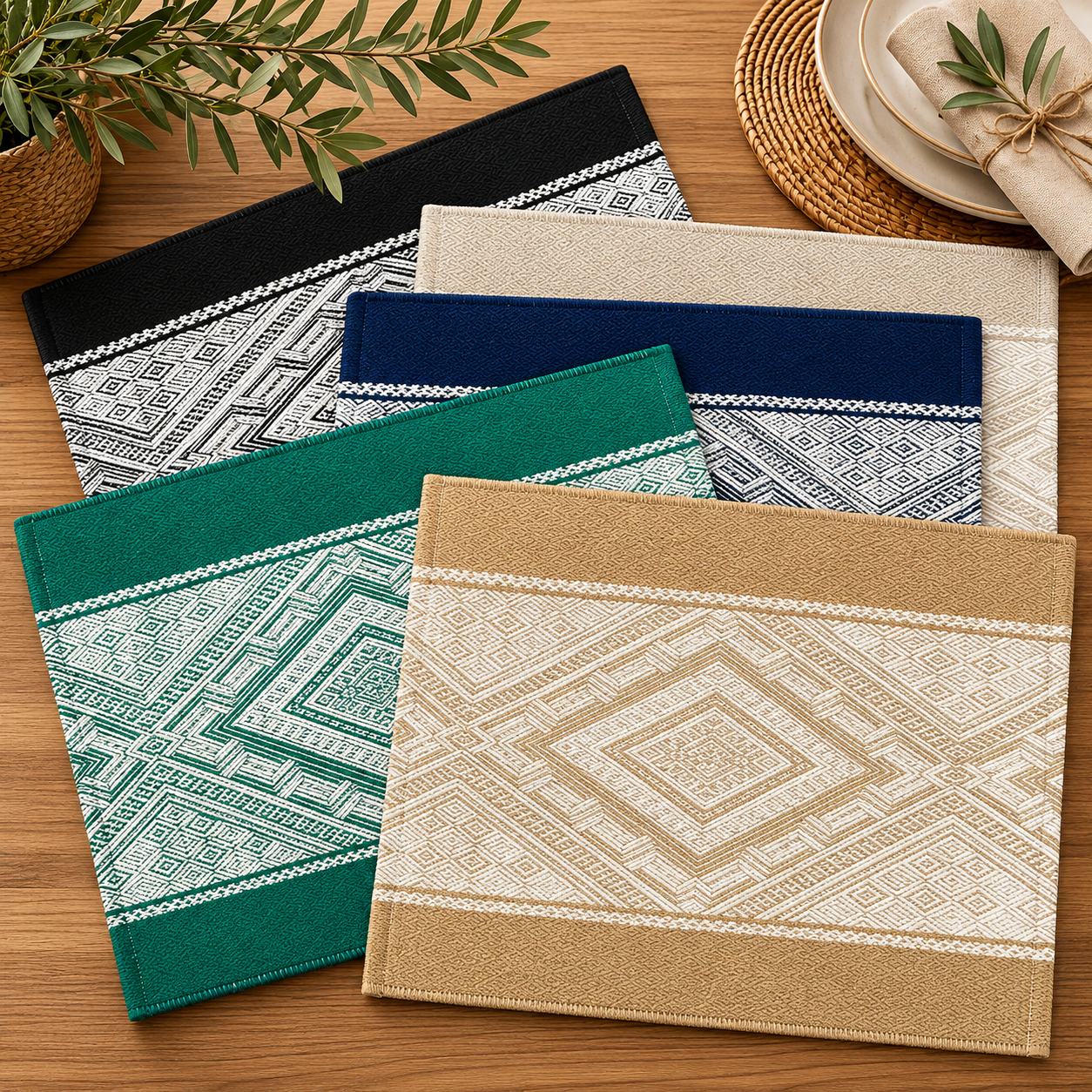 Diamond Pattern Cotton Blend Placemat - 14"X20"