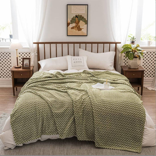 TH0021 - Lime Herringbone Plush Extra Warm 59"x79" Throw Blanket