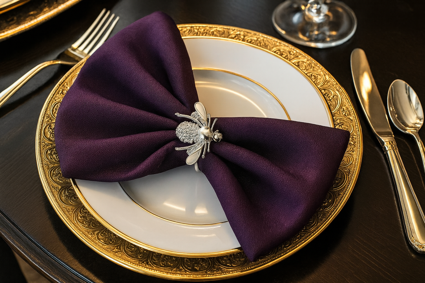 NR0088 - Silver Bejeweled Bumble Bee Napkin Ring