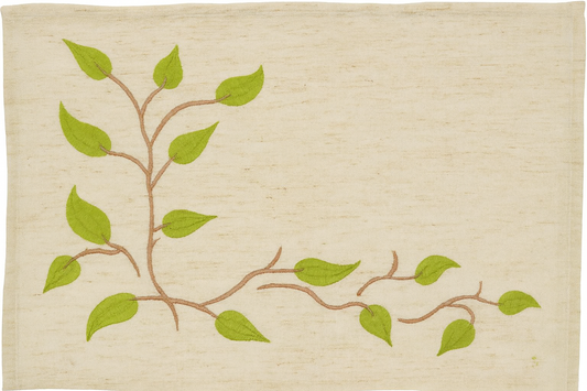 5209 - Embroidered Vine Design Linen Blend Placemat - 14x20 in