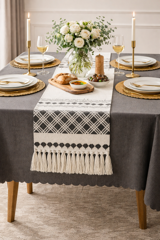 Boho Geometric Woven 14"x71" Table Runner