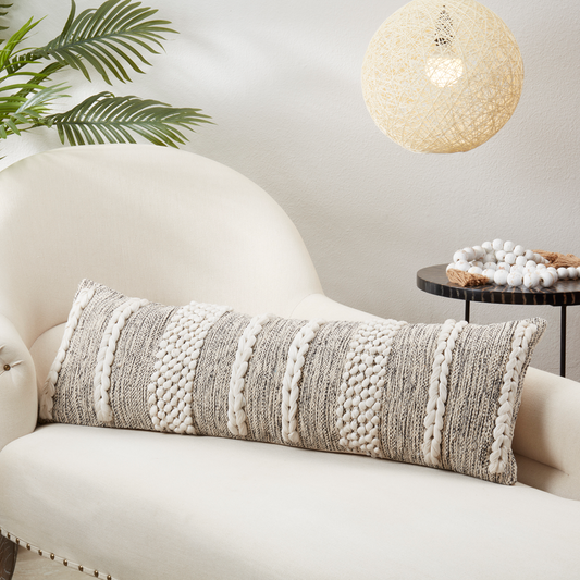 964 - Braided Knot Natural Filled 13"x40" Pillow