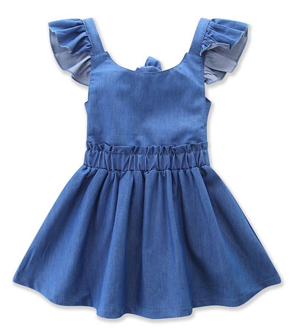 Blue Backless Baby Girl Dress