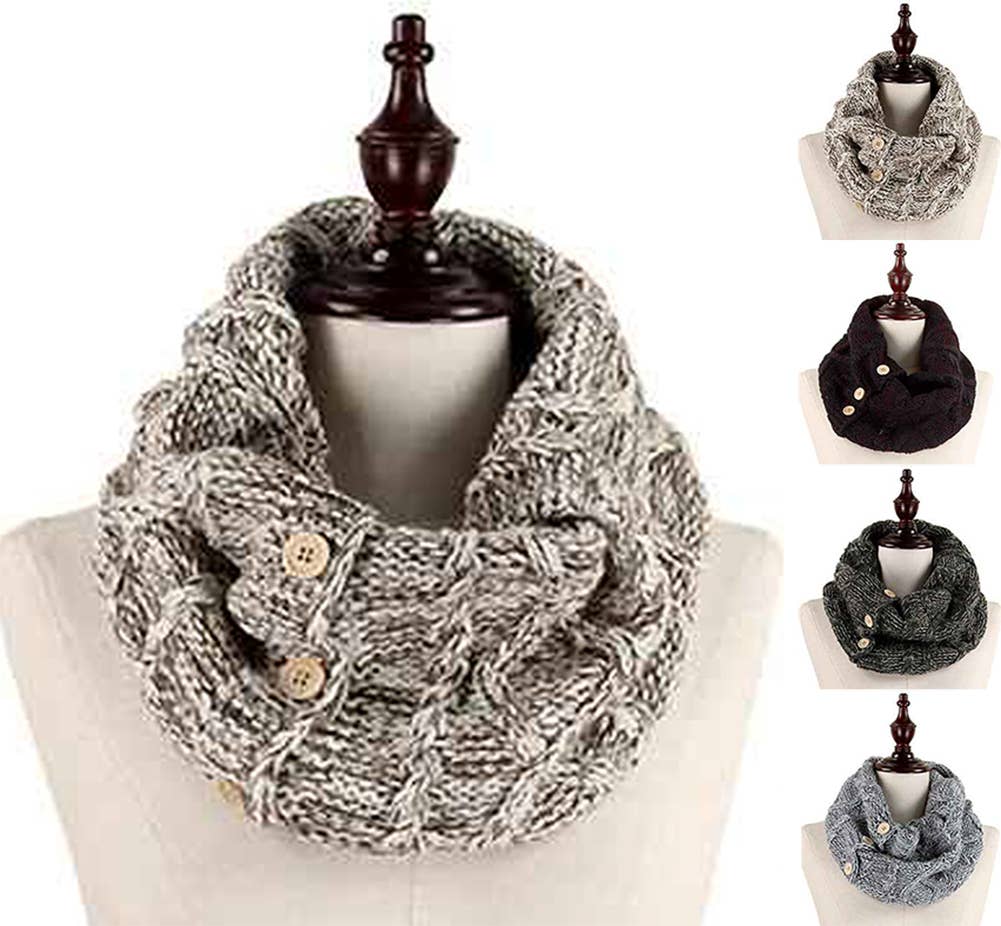 Diamond Cable Cozy Knit Tube with Buttons