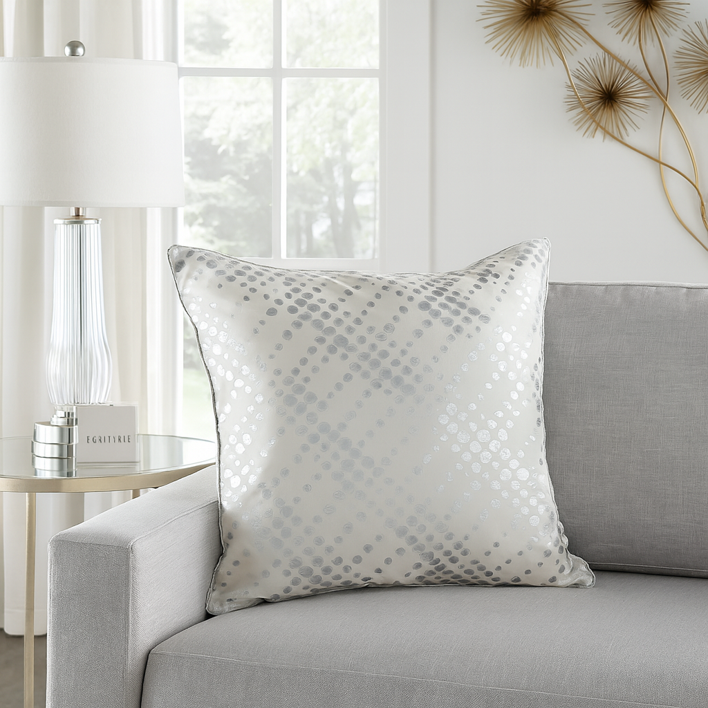 9284 - Silver Lustrous Metallic Foil Down Filled 20" Throw Pillow
