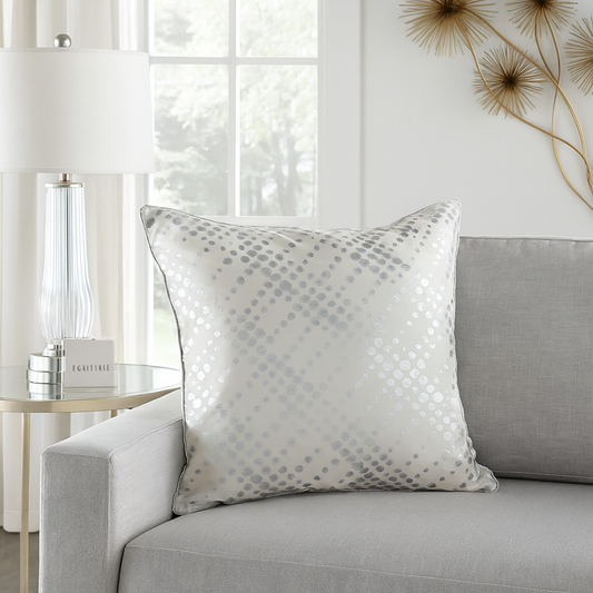 9284 - Silver Lustrous Metallic Foil Down Filled 20" Throw Pillow