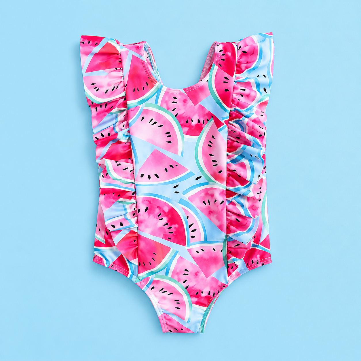 Watermelon Print One-Piece Little Girl Swimsuit