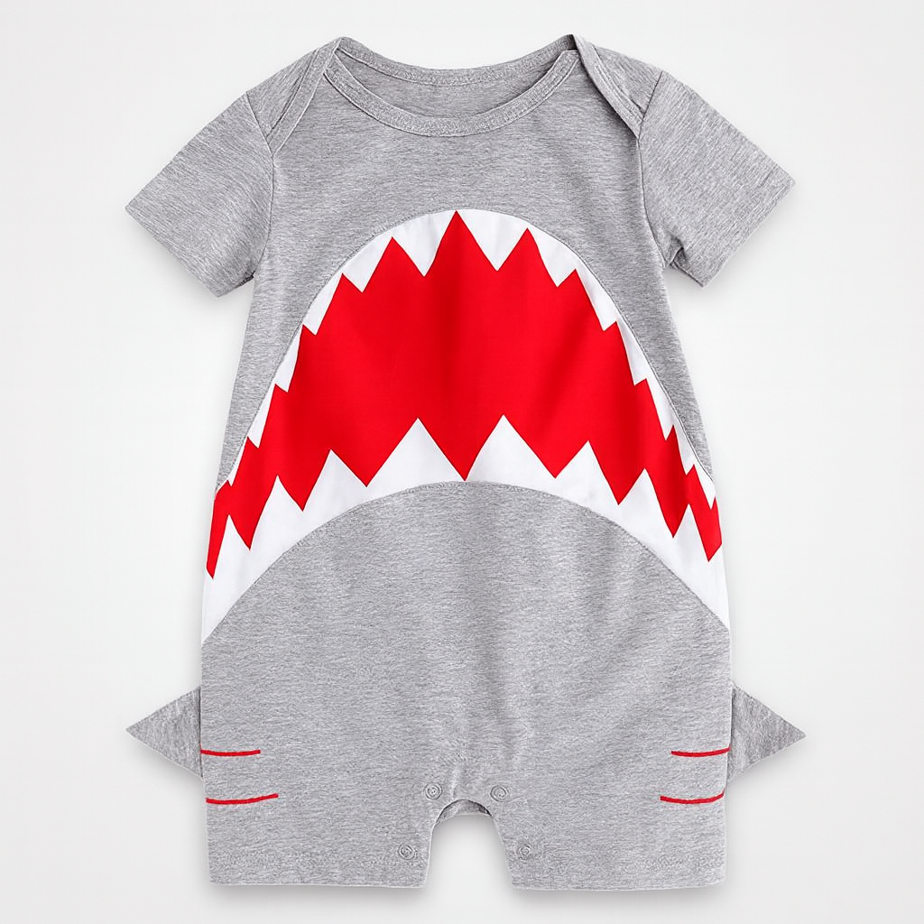 Grey Shark Cotton Baby Romper