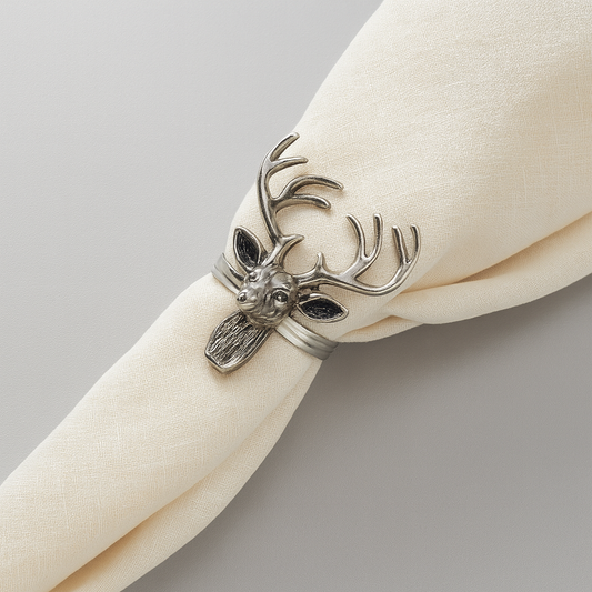 NR778 - Silver Reindeer Brass Napkin Ring Holde