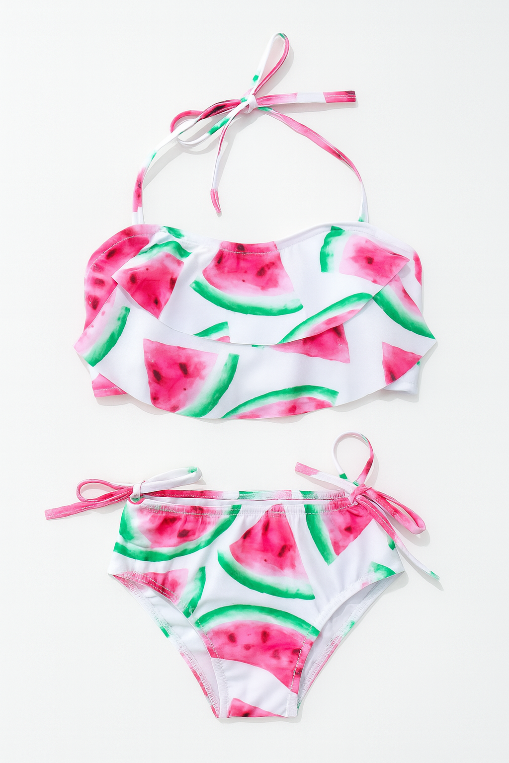 Pink Watermelon Ruffle 2pcs Toddler Girl Swimwear Set