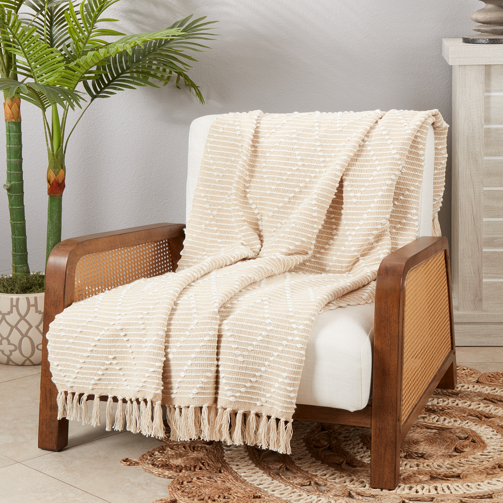 TH015 - Natural Diamond Woven 50x60 Throw Blanket