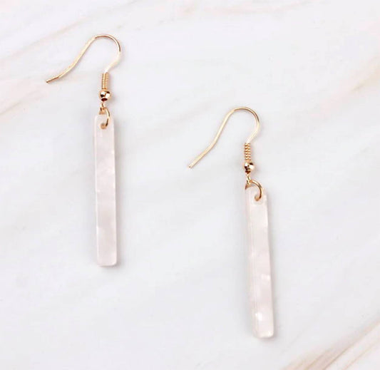 Cream Vertical Bar Tortoise Shell Marble Earrings