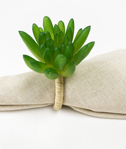 NR0107 - Green Faux Succulent Napkin Ring