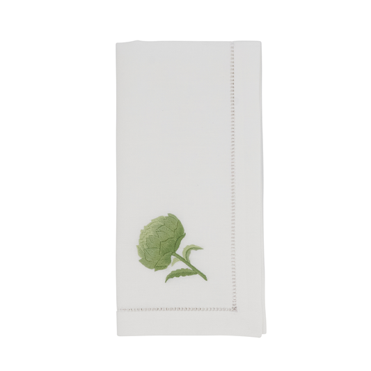 NM117 - Embroidered Artichoke Hemstitched Cotton 20" Napkin