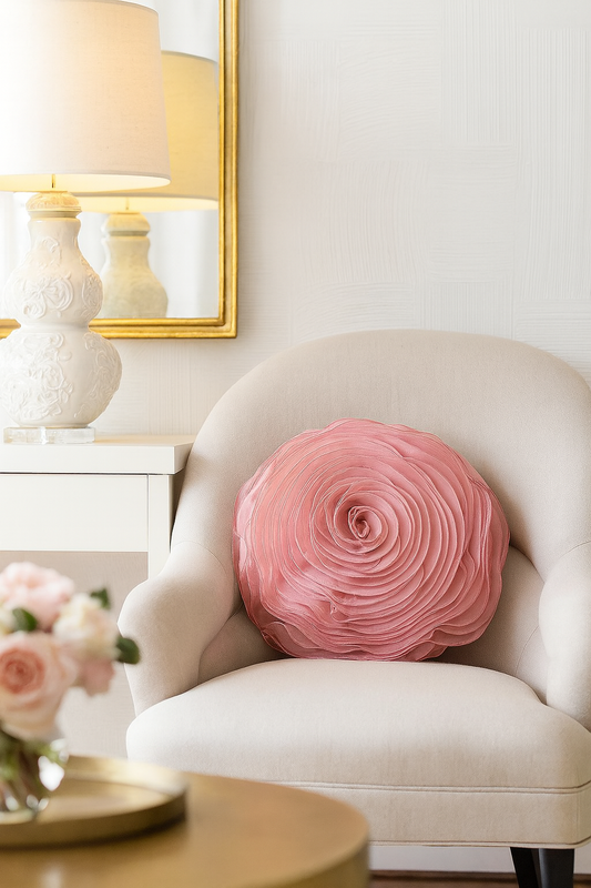 160 - Dustry Rose Chiffon 16" Decorative Throw Pillow