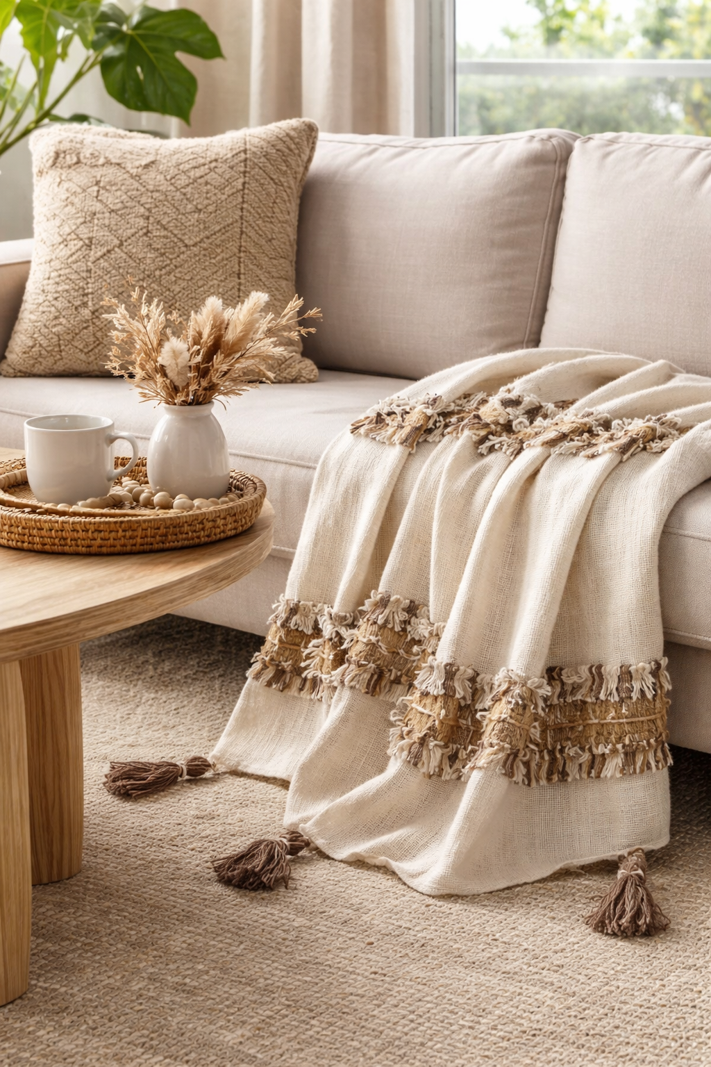 Tassle & Fringe Cotton 48"x72" Throw Blanket