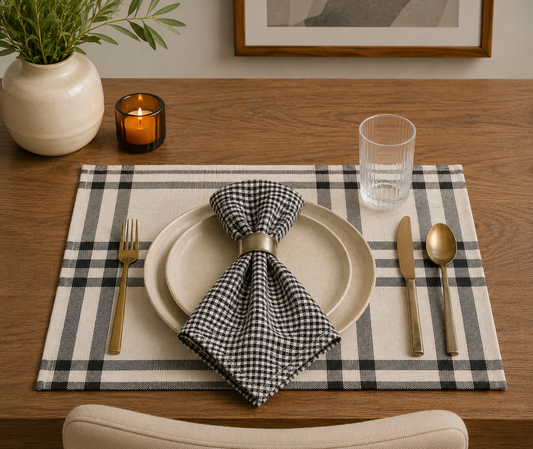 Mini Black and White Gingham 20" Cotton Napkin