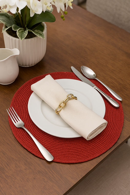 PM0012 - Red Woven Round 14" Round Placemat