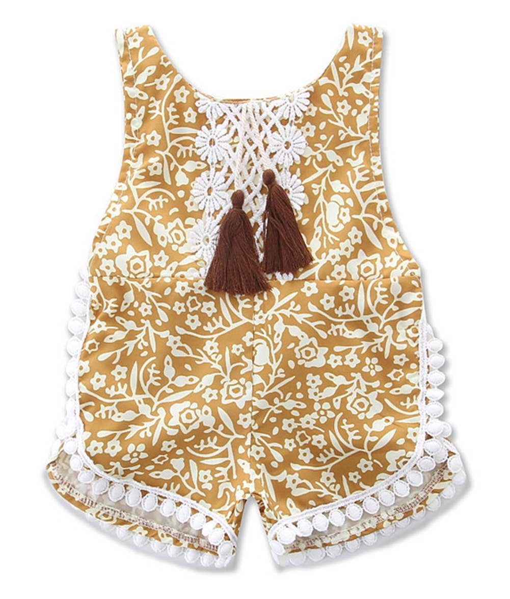 Flower Lace Backless Baby Girl Sunsuit Romper