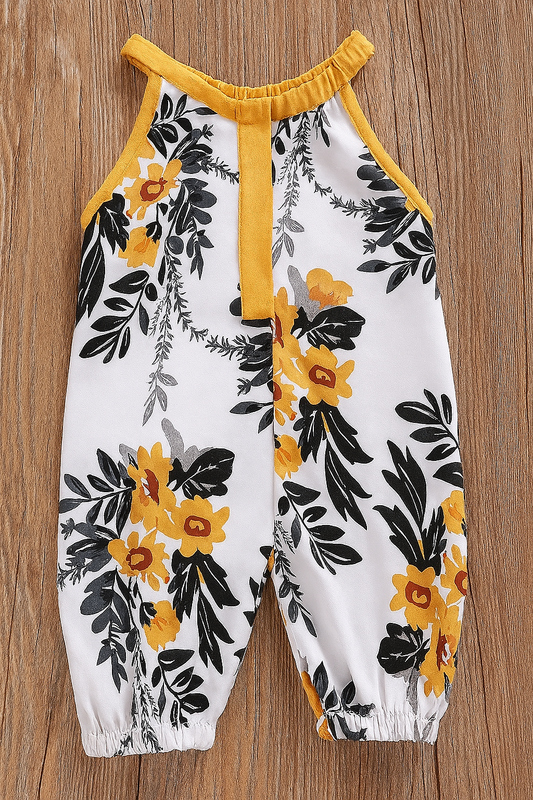 Floral Print Sleeveless Baby Romper