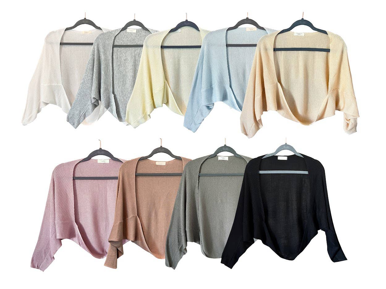 Ribbed Knit Cardigan Bolero Shrug