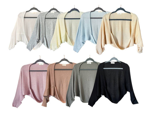 Ribbed Knit Cardigan Bolero Shrug