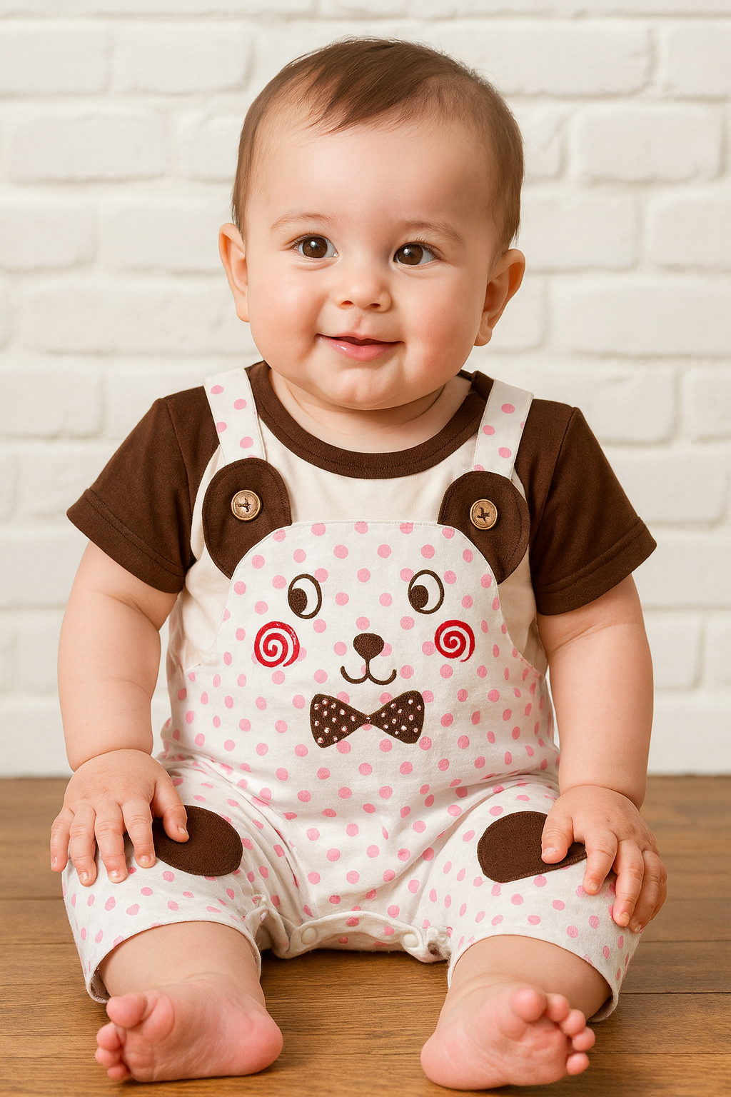 Lovely Pink Bear Baby Romper