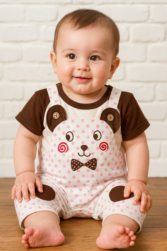 Lovely Pink Bear Baby Romper