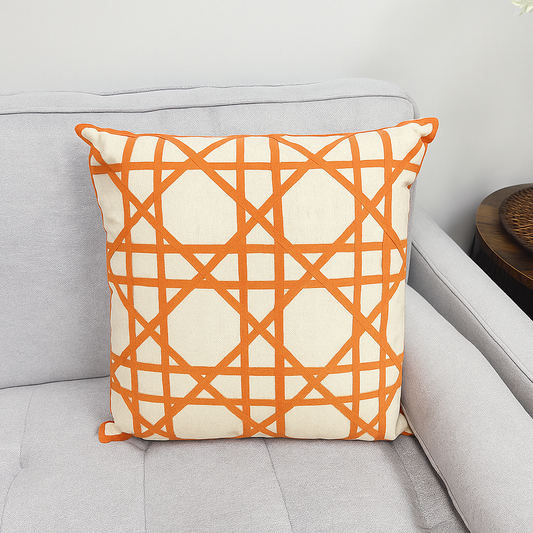 4227 - Tangerine Fretwork Down-Filled 18" Throw Pillow