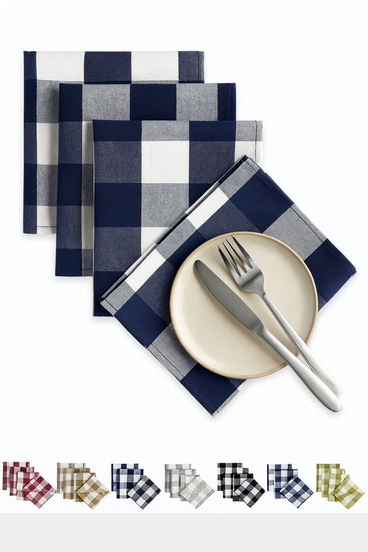 TBL0045 - Handmade Two-Tone Farmhouse Plaid 18" Cloth Napkin