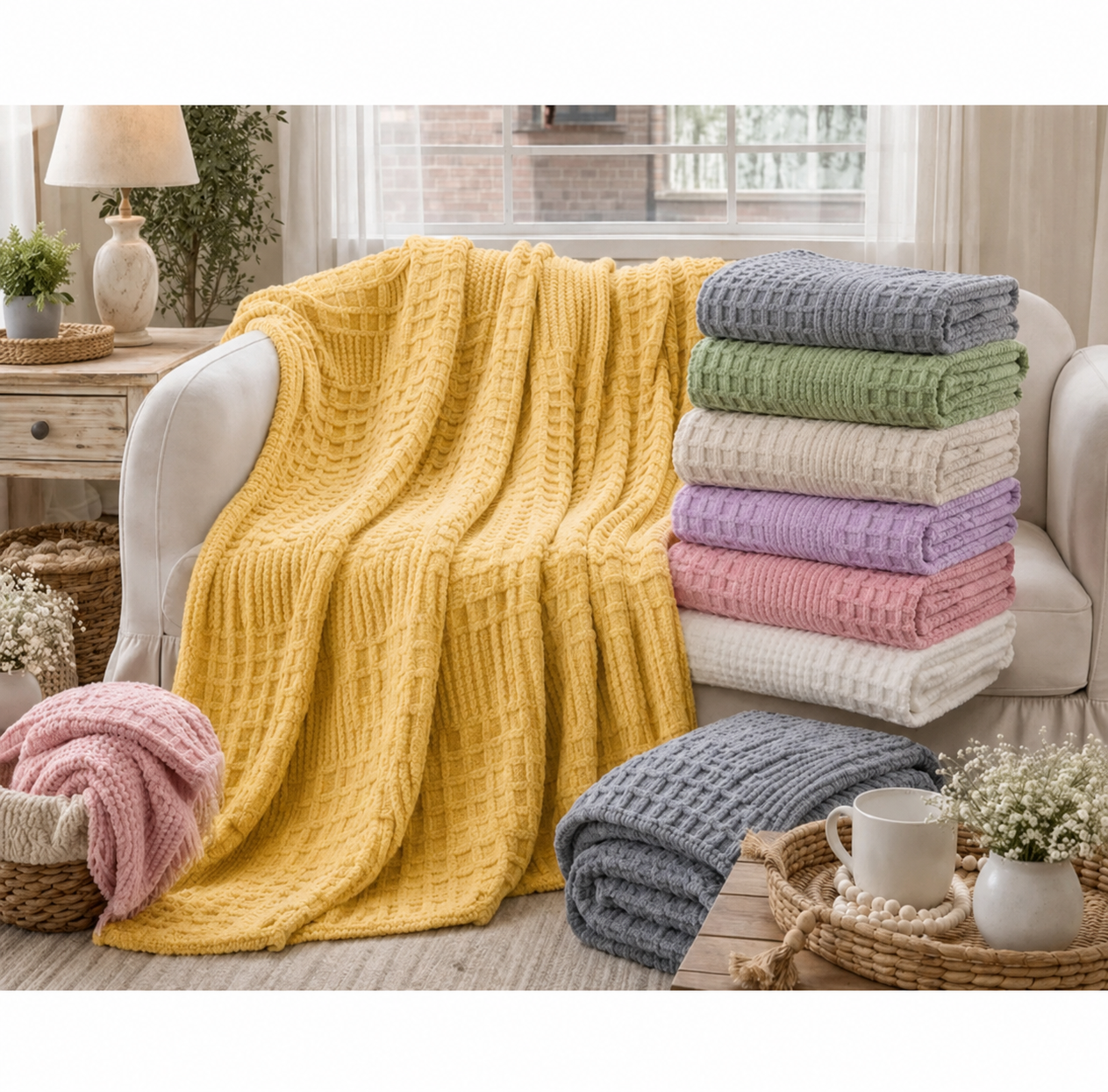 Textured Geometric Design Throw Blanket - 60"x80"