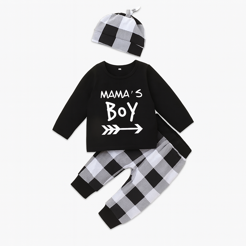 Black MAMA's & Daddy's Baby Boy 3-Piece Outfit