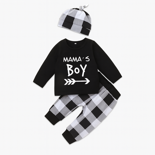 Black MAMA's & Daddy's Baby Boy 3-Piece Outfit