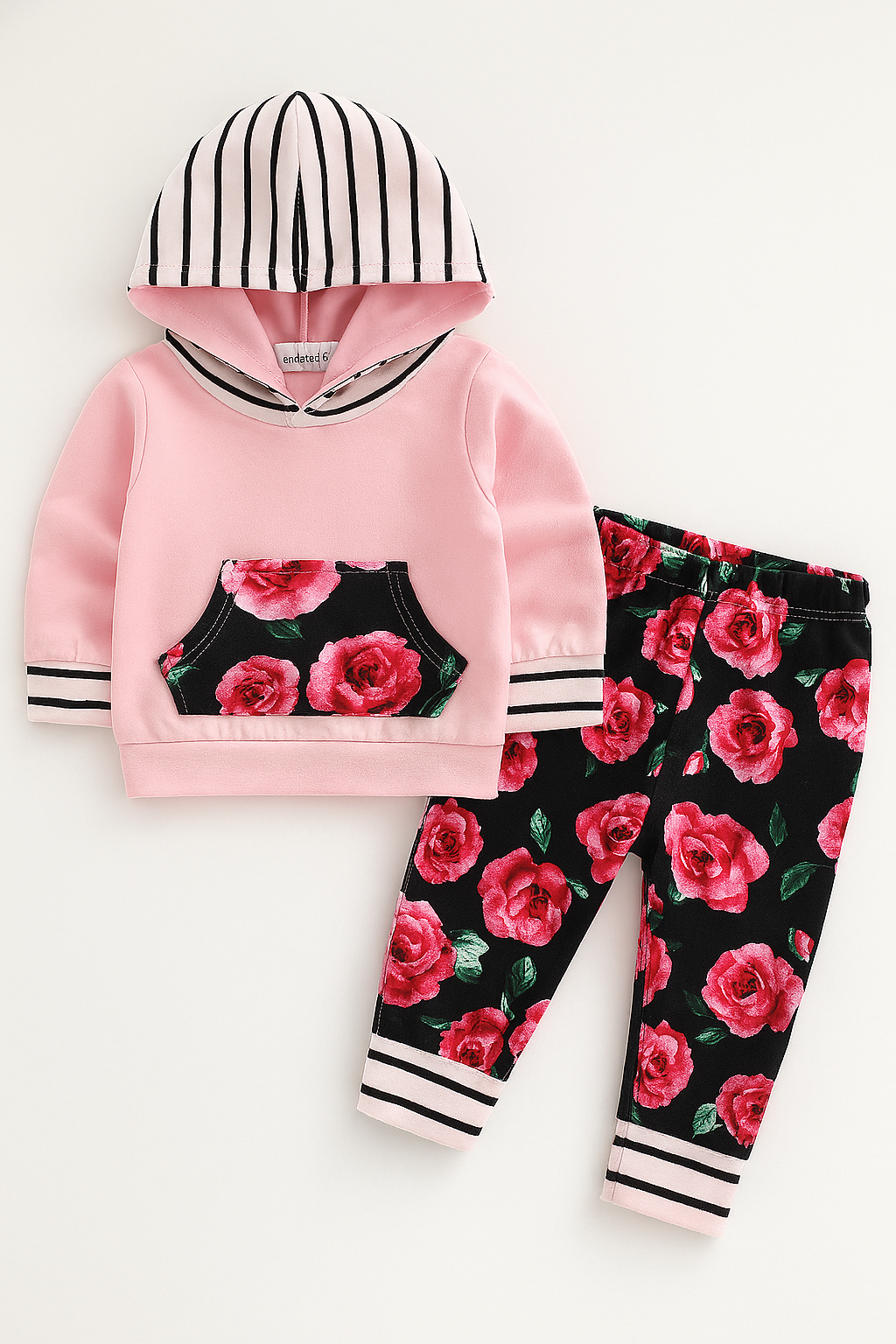 Floral Hoodie & Pants 2pcs Baby Outfit