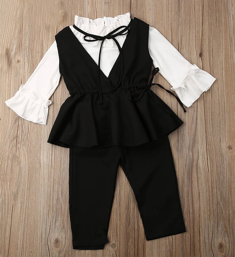 Black & White 3pcs Girl Clothing Set