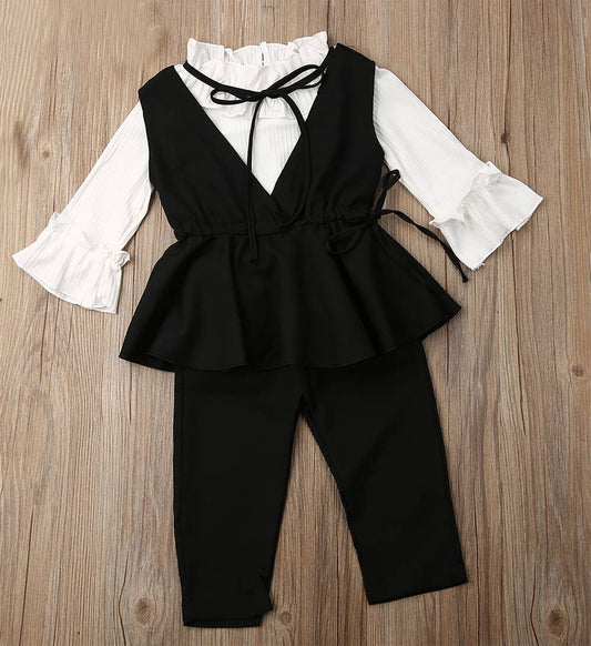 Black & White 3pcs Girl Clothing Set