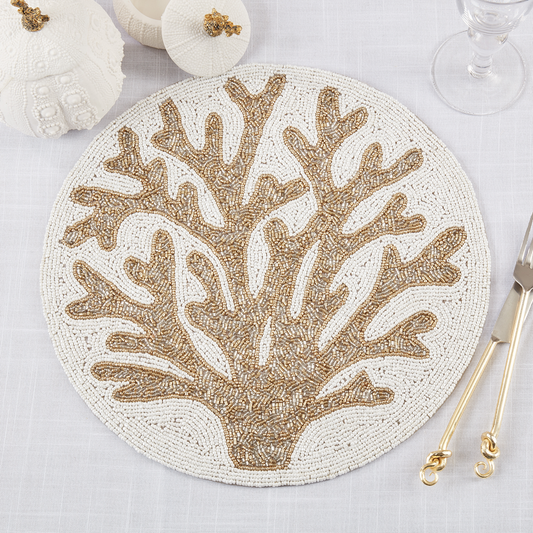 3322 - Gold Beaded Coral Reef 15" Round Placemat