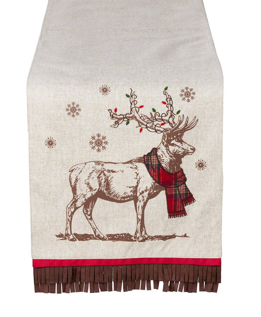 7755 - Classic Natural Reindeer Festive 13x72 Inch Table Runner
