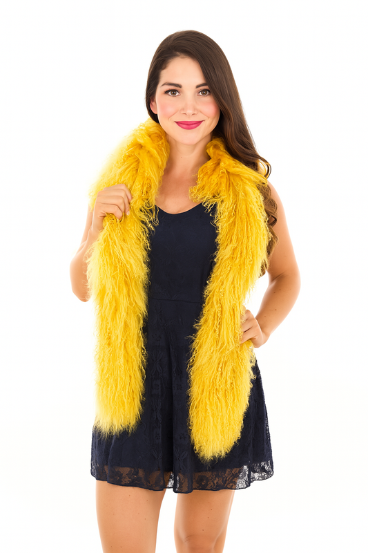Gold Mongolian Lamb Fur Ultra Soft Scarf